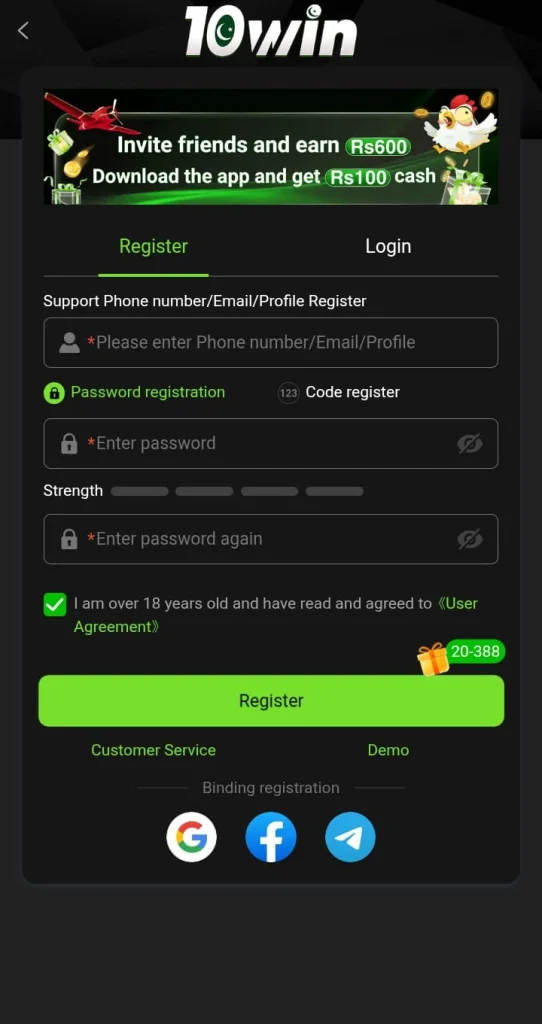 10Win login for free