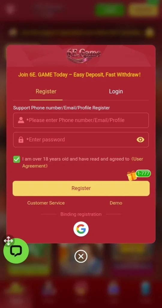 6E Game login for free